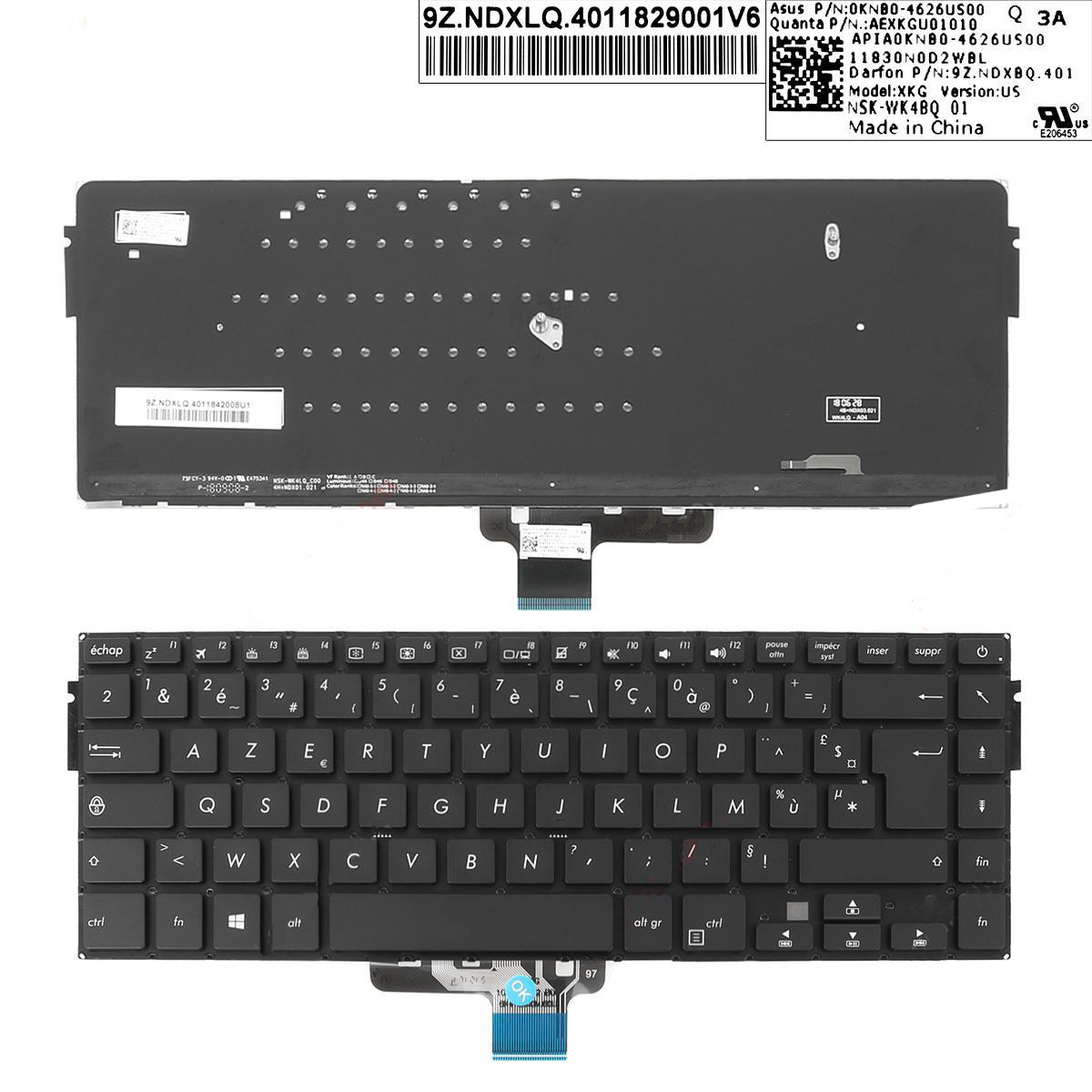 Klávesnice pro notebook Asus VivoBook S15 S510 S510U S510UA S510UN S510UQ, s podsvícením a FR