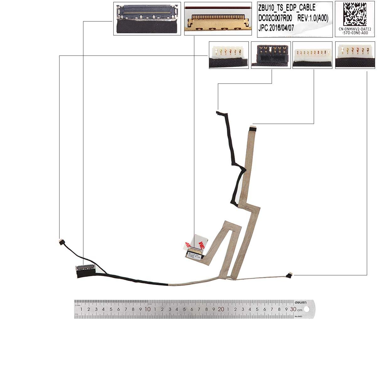 Nový LCD flex kabel pro notebook Dell Latitude E7440 E7450, dotykové LCD, verze 1 