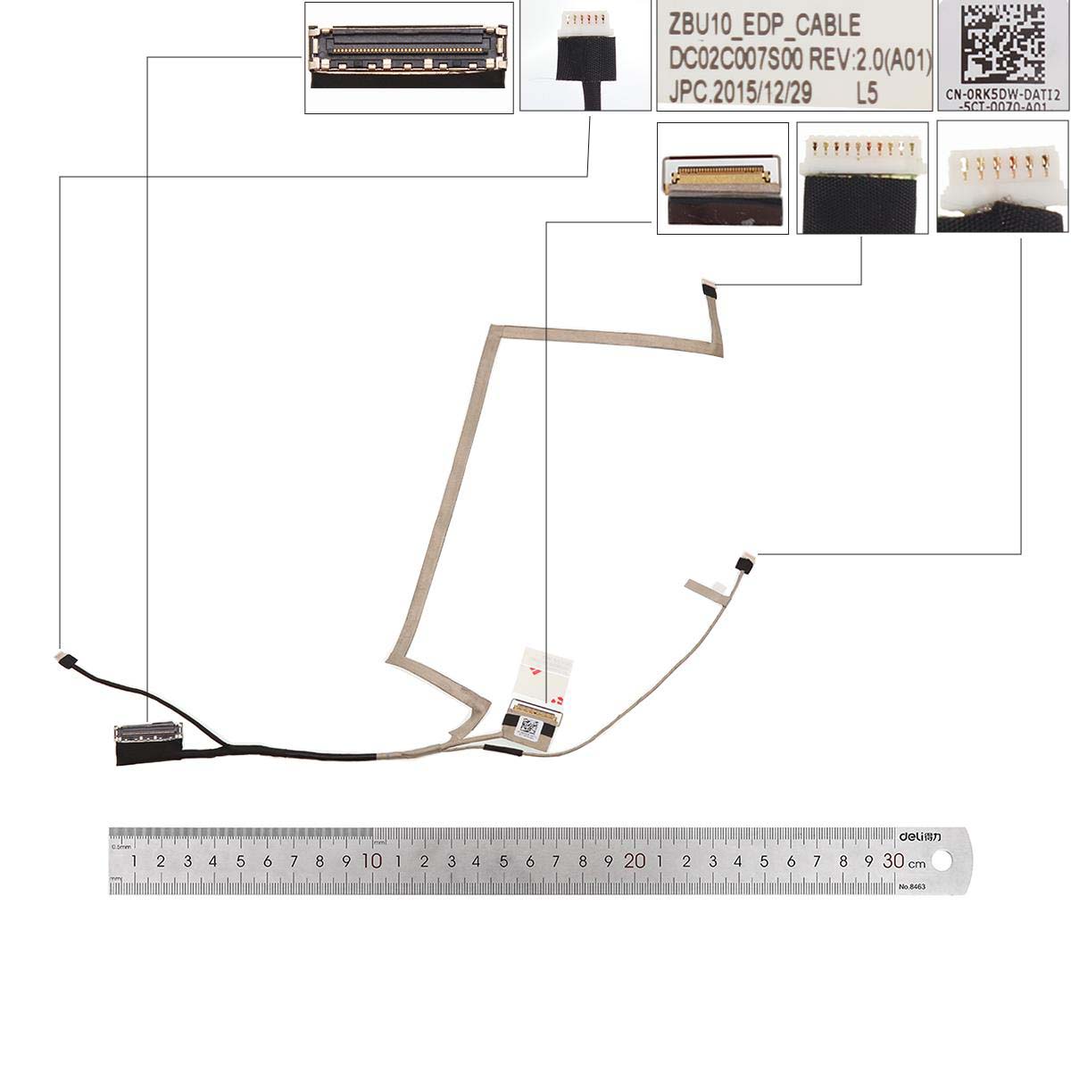 Nový LCD flex kabel pro notebook Dell Latitude E7440 E7450, bezdotykové LCD, verze 2