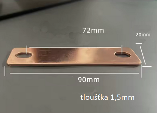 Měděné propojky / klemy - rozteč 72mm , tloušťka 1,5mm