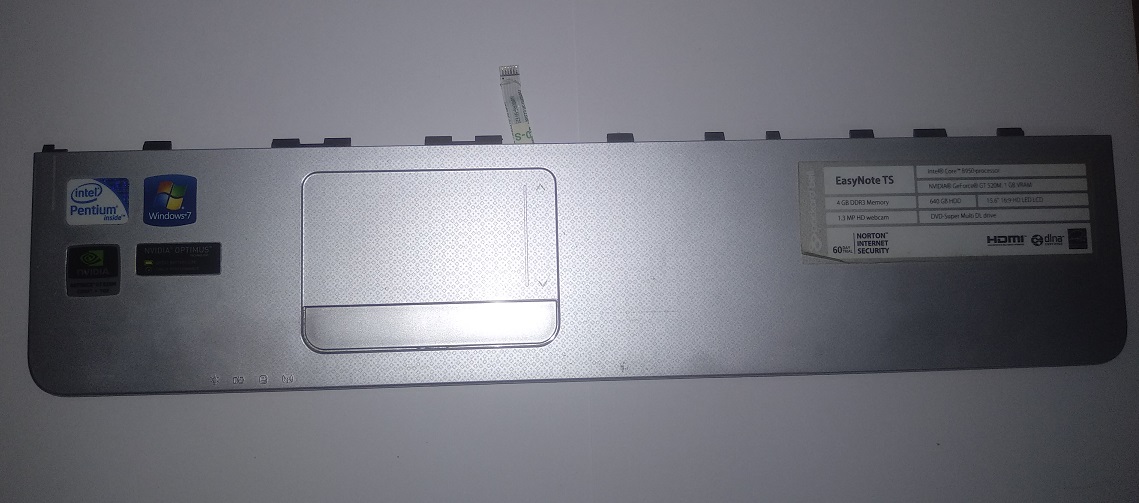 Horní plastový díl z notebooku Packard Bell EasyNote TS44HR P5WS0 + touchpad