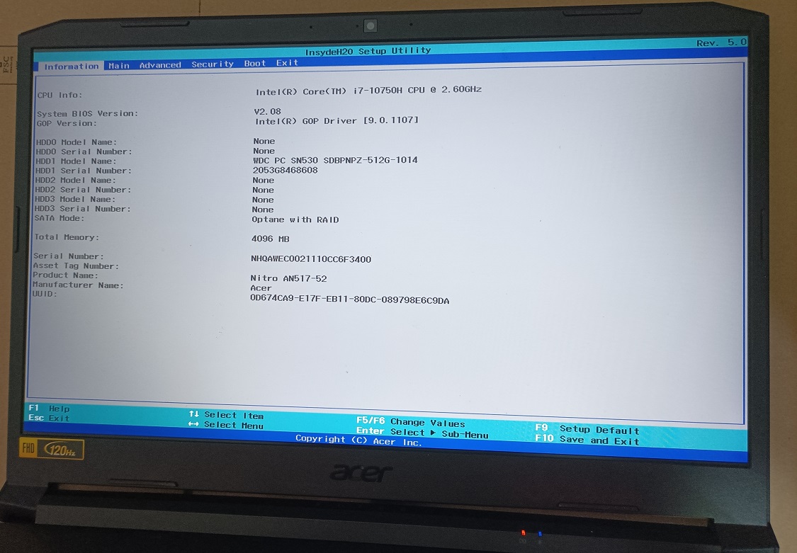 Základní deska Acer Nitro 5 (AN517-52-76JT) , nefunkční